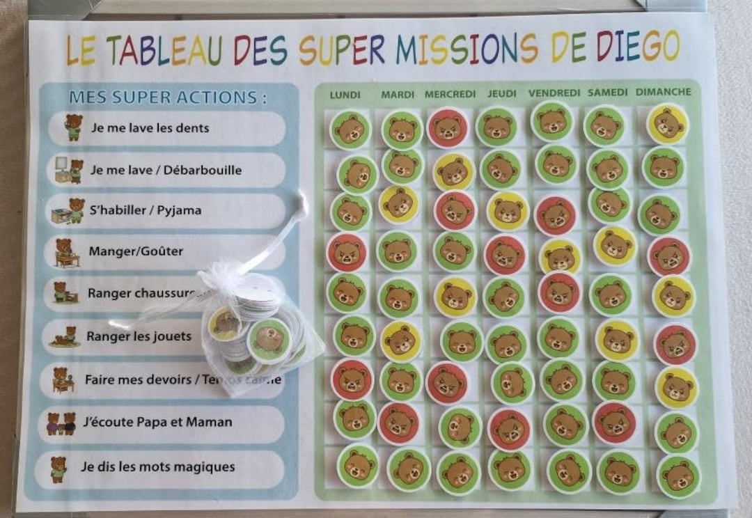 Grand Tableau De Comportement Personnalisé A3 - Kit Super Missions - Etsy