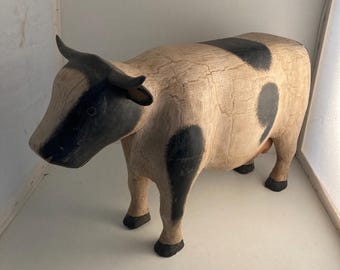 Cow Wood Wooden Cow Antique Vintage