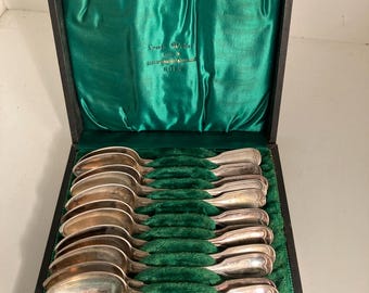 12 dessert spoons, spoons, 800 silver