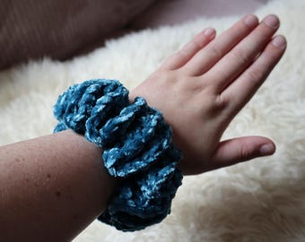 Coletero de chenilla tejido a crochet, elástico de terciopelo suave, varios tamaños y colores a elegir, accesorio para el cabello XL, pulsera coletero