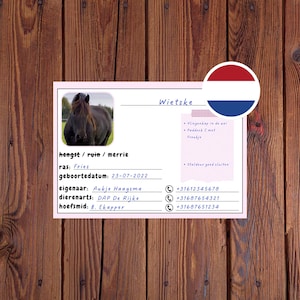 Paarden naamplaat stal, naambord voor staldeur met informatie, wedstrijd naamkaart, printbaar paard ID, concours info, printbare naamkaart
