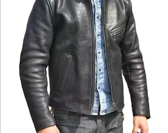 Handmade Black Leather Bomber Jacket: Men's B3 Style Coat