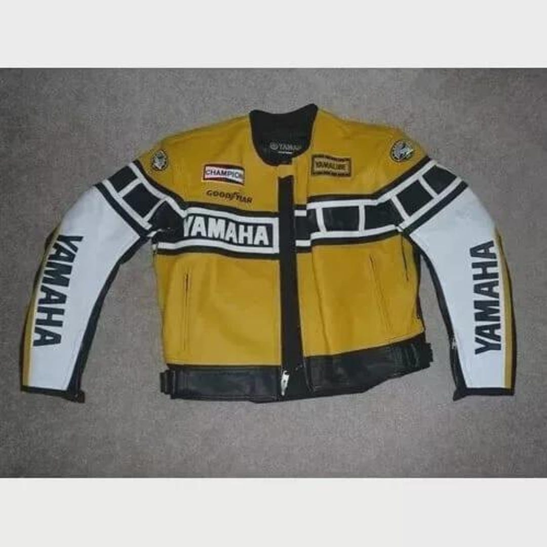 ハンドメイドヤマハイエローMotoGPバイクレザージャケット