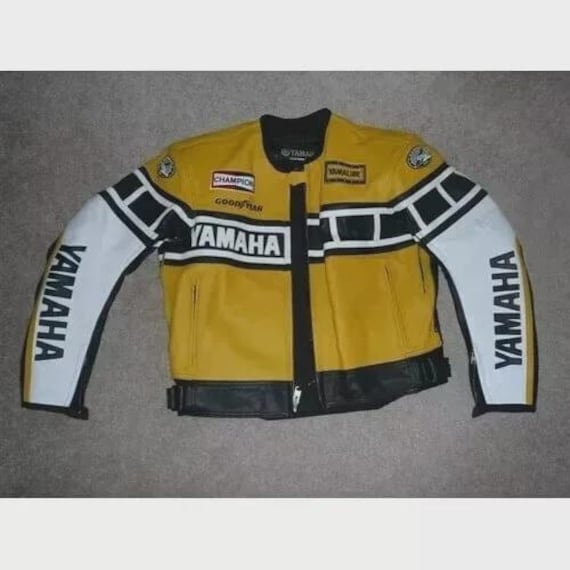 ハンドメイドヤマハイエローMotoGPバイクレザージャケット