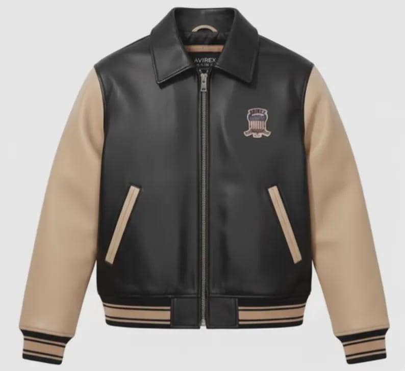 Chaqueta bomber estilo universitario Avirex para hombre, estilo American Flight USA, chaqueta de motociclista de cuero genuino de vaca, ropa urbana, regalo de Navidad imagen 1