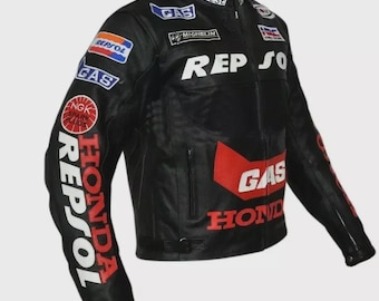 HONDA Gas Resol schwarz Motorrad Motorrad Rindsleder gepanzerte Jacke