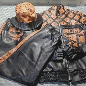 MCM ブラックレザーライダースジャケット Mcm Leather Jacket - Etsy