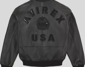 Handmade Avirex Cowhide Leather Jacket: Black USA Iconic Style