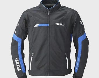 Yahama Motorrad-Netzjacke - Atmungsaktive Reitjacke für Herren - Schwarz & Blau Biker Gear