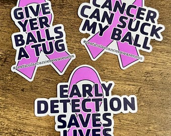 Pegatinas de concienciación sobre el cáncer testicular / Mes de la concienciación sobre el cáncer testicular / Pegatinas de donación / Promoción de la detección precoz / Humor negro