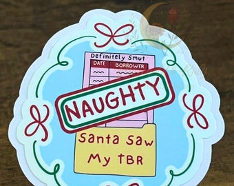 Pegatina de Papá Noel vio mi lista de libros pendientes / Pegatina de libros / Pegatinas navideñas para Kindle