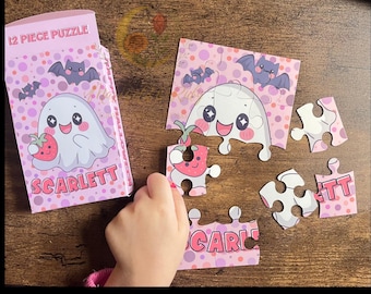 Rompecabezas de Halloween personalizado: foto o texto personalizado, recuerdo de fiesta espeluznante, relleno para cesta de dulces