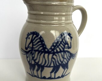 Vintage Zebra Pottery Pitcher - Prestige Place Stoneware