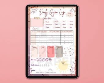 Daily Gym Log Printable | Fitness Planner | Workout Journal, Food & Mood Tracker, Hydration And Sleep Log, Digital Download
