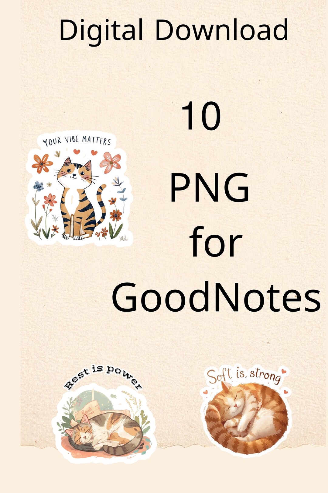 Motivational Cat Sticker – Digital Planner PNG for Goodnotes - Etsy