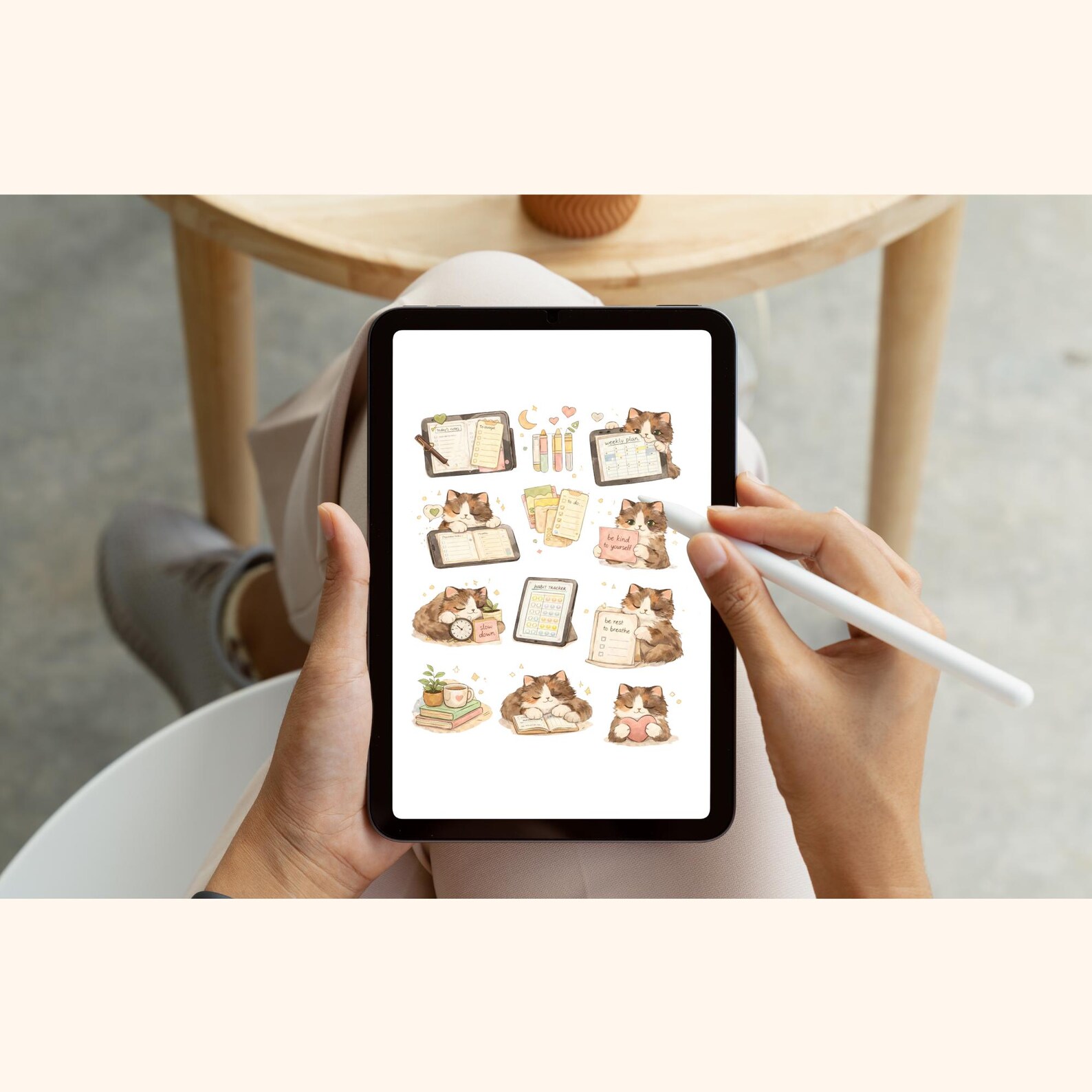 IPad Journal Stickers PNG | Cozy Planner Cats | Digital Note Decor for ...