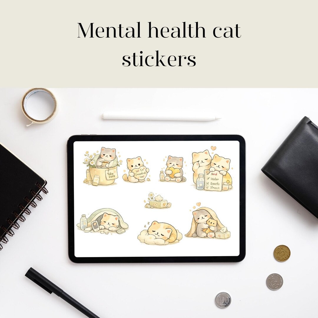 Mental Health Cat Stickers | Self Care PNG (digital Download) - Etsy Canada