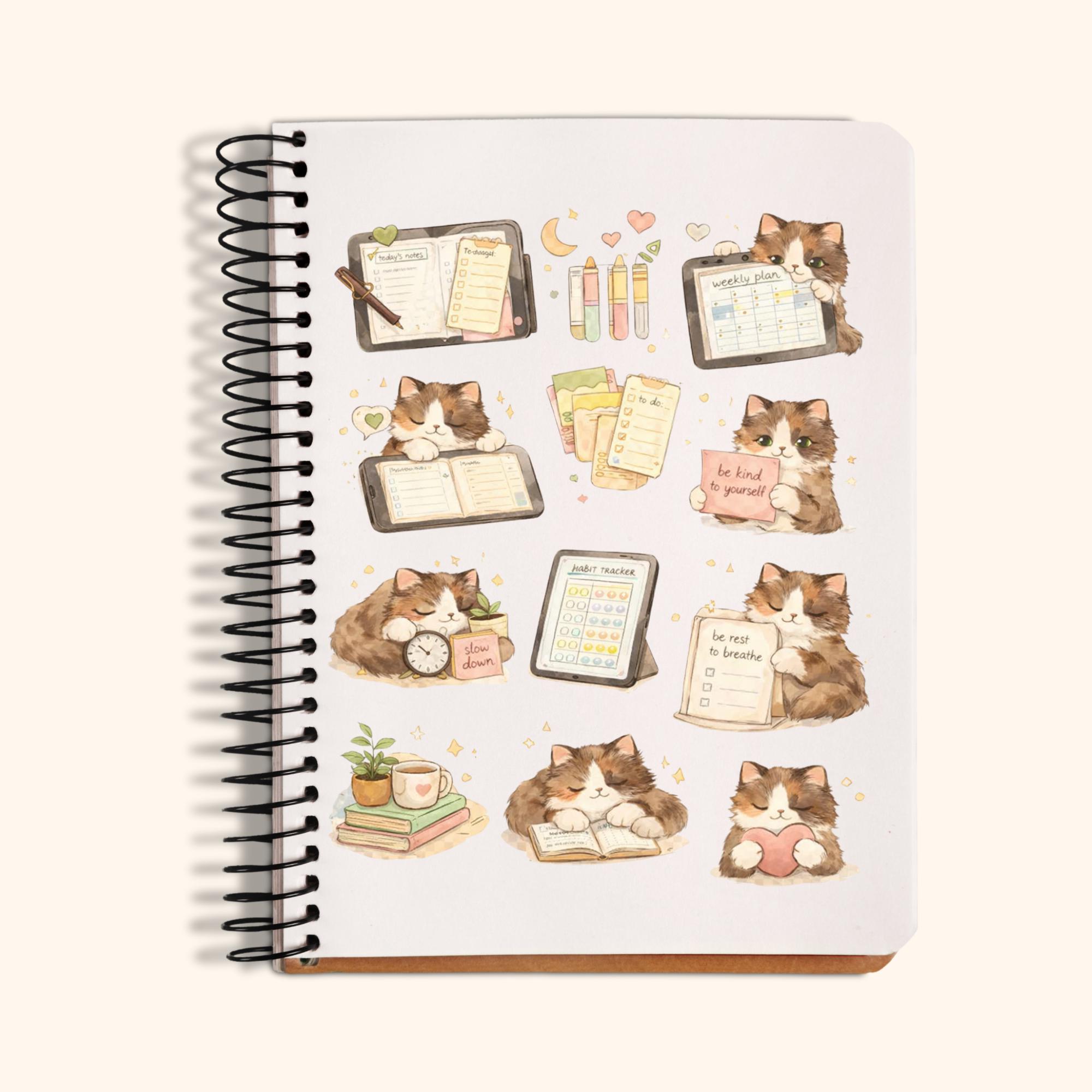 IPad Journal Stickers PNG | Cozy Planner Cats | Digital Note Decor for ...