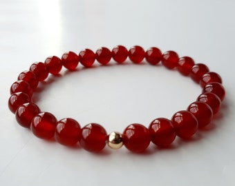 Red carnelian stretch bracelet, gemstone bracelet, gift for her