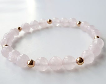Rose quartz stretch bracelet, pink bracelet, handmade bracelet for woman, gift for her
