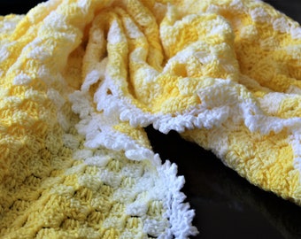 Crochet Unisex Yellow Baby Blanket