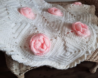 Crochet Baby Rose Blanket