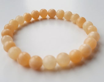 Yellow jade stretch bracelet, gift for her