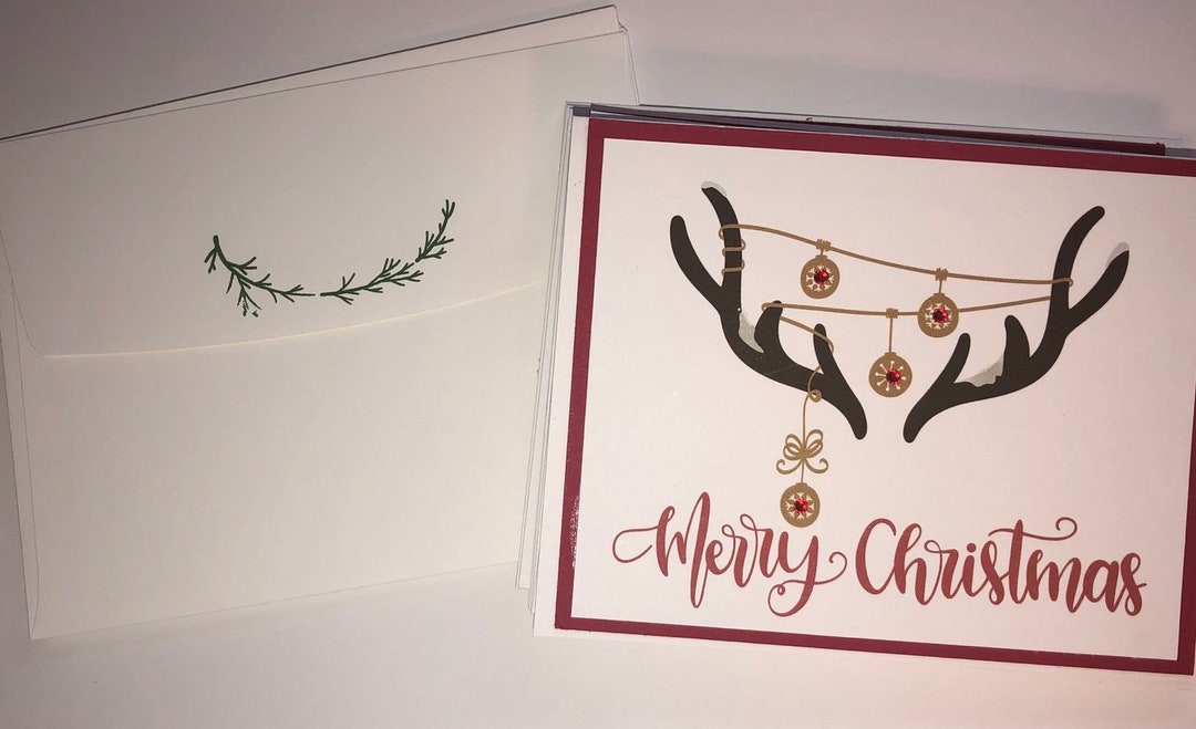 8 Handmade/homemade Christmas Cards Blank Inside Matching Envelope