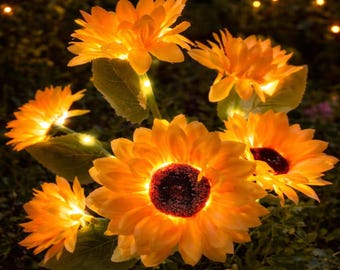 4 pcs Solar Sunflower 3 in 1 pathway light| Outdoor waterproof stake lights for garden, patio, yard| Decorative festive LED lights