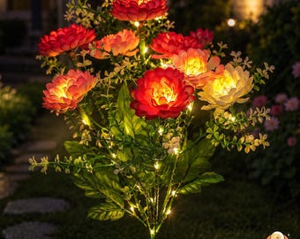Ip65 Waterproof Solar Snow Flower Stake Light|Auto On/Off Solar Festive Decorative Light for Garden, Yard, Patio, Terrace,Pathway, Flowerbed