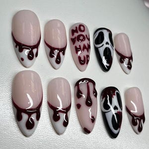 halloween ghostface press on nails