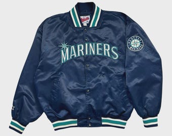 90年代後期　MLB シアトルマリナーズ　サテンジャケット　XL タグ付き未使用 90年代 MLB シアトルマリナーズ サテンジャケット Lサイズ 美品 90年代