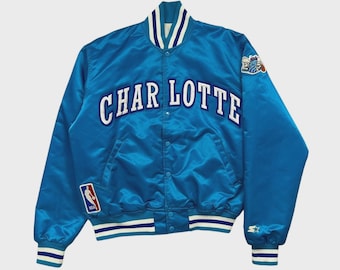 Vintage 90's Chalk Line Charlotte Hornets Satin Bomber Jacket Size