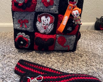 pennywise themed bag with removable cross strap