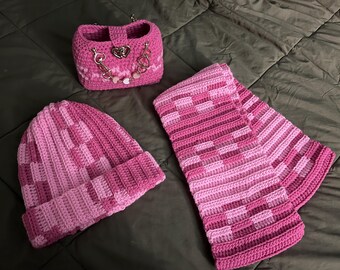 Hat, Infinity Scarf and Handbag Set