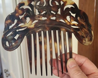 Victorian Tortoise Shell Celluloid Large Hair Comb