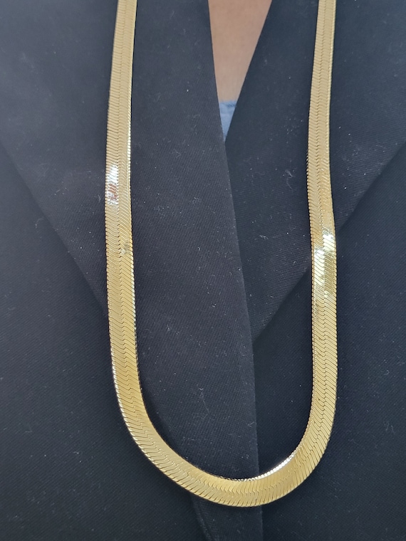 Herringbone Gold Plated Chain Necklace 14"