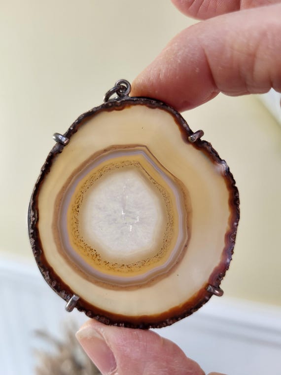 Agate Slice Sterling Silver Pendant