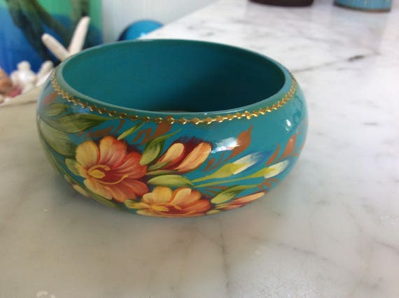 Russian Hand Painted Bangle Bracelet - image 1