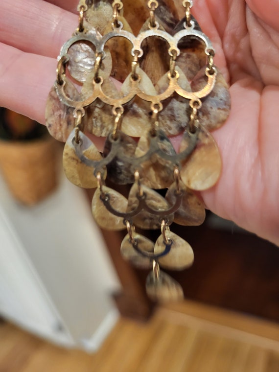 Mermaid Scales Long Dangle Shell Earrings - image 8