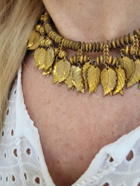 Miraim Haskell Golden Leaf Choker Signed - image 6