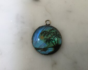 Vintage Butterfly Wings iridescent pendant Charm