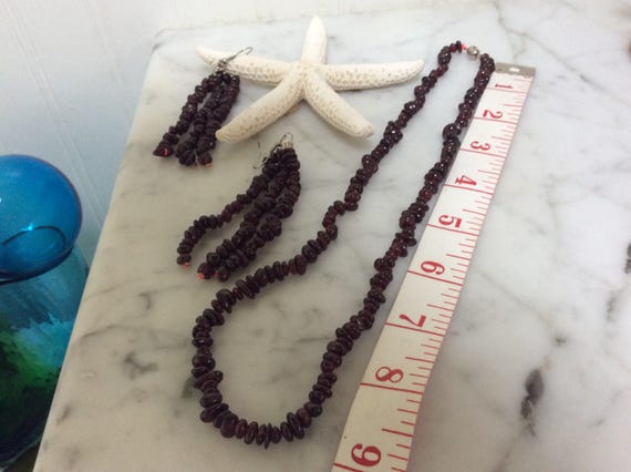 Natural Garnet Earring and Necklace Set - image 2