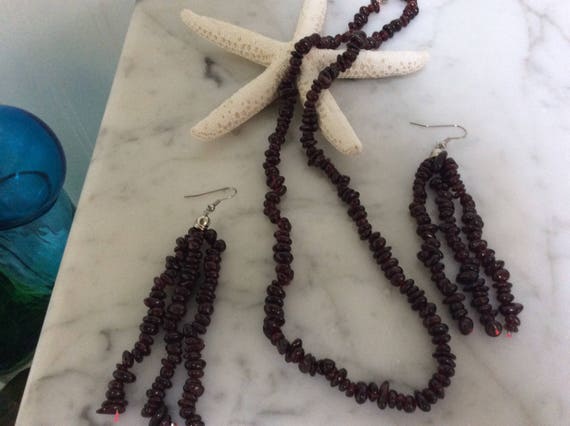 Natural Garnet Earring and Necklace Set - image 1