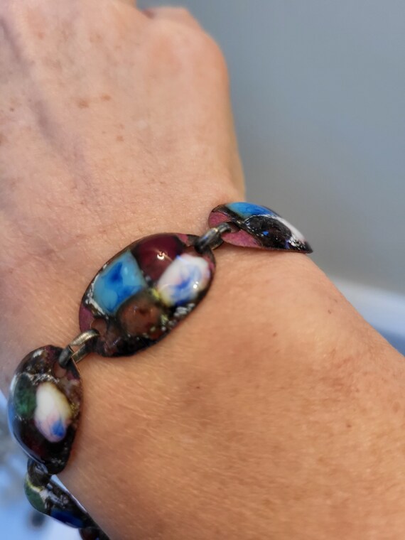 Mid Century Enameled Bracelet on Copper - image 1