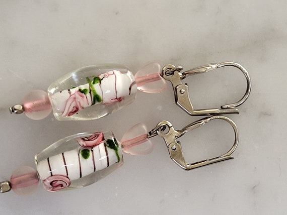 Vintage Glass Paperweight Glass Earrings/Glass Ro… - image 5