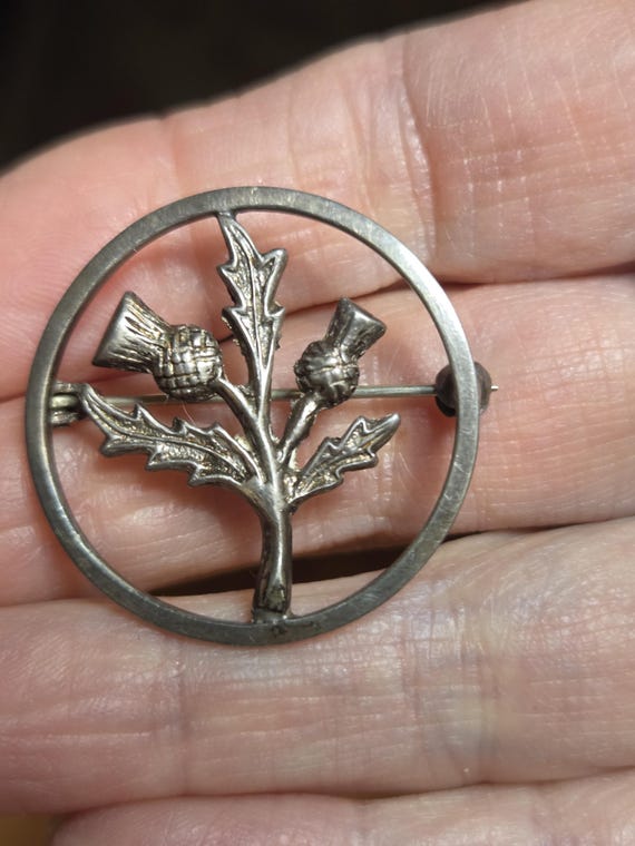 Vintage Thistle Sterling Silver Brooch