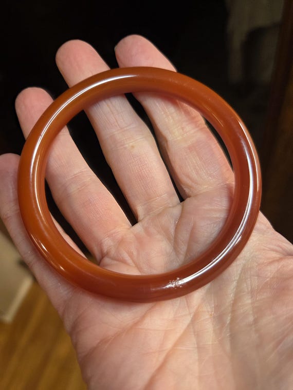 Red Agate Stone Bangle Bracelet - image 2
