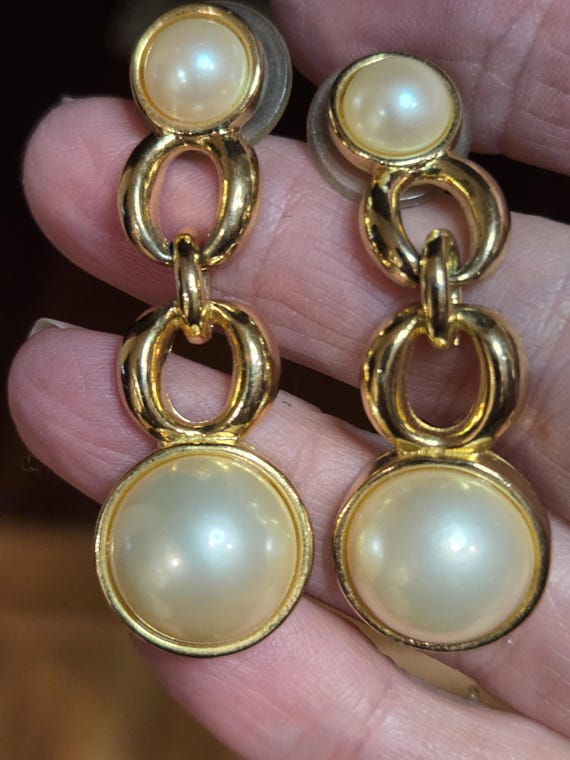 Vintage Faux Pearl 80s Dangle Wedding Earrings