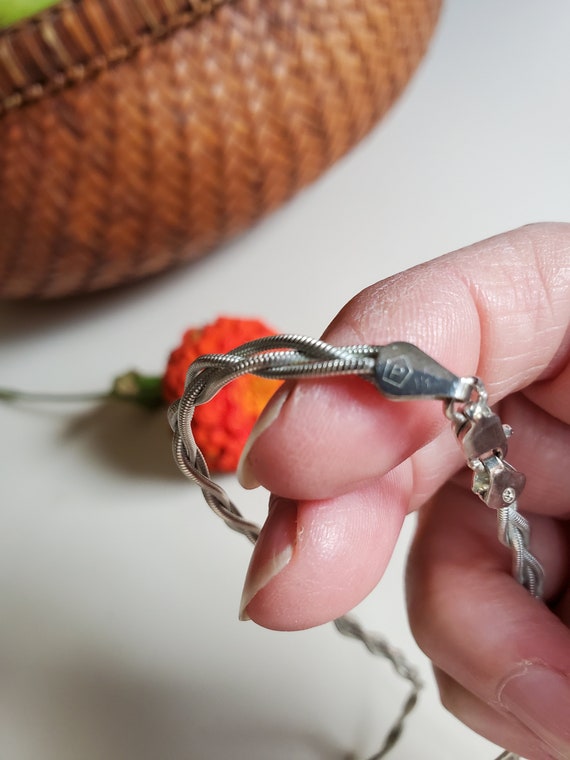 Sterling Silver Twisted Three Strands Necklace Gem
